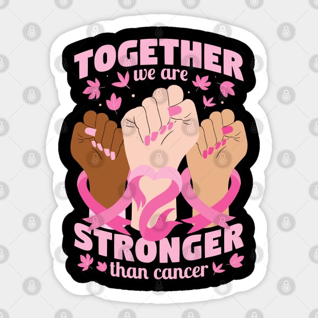 Stronger Together hands Breast Cancer Awareness Support Sticker by Krishnansh W.